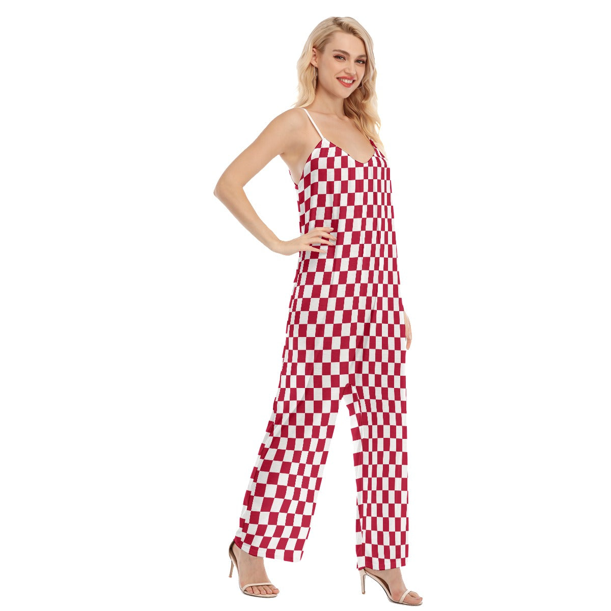 Checkerboard Women's Loose Cami Jumpsuit