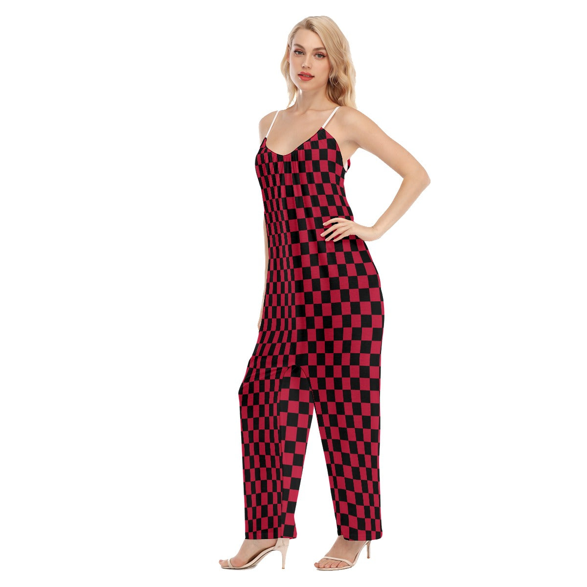 Checkerboard Women's Loose Cami Jumpsuit