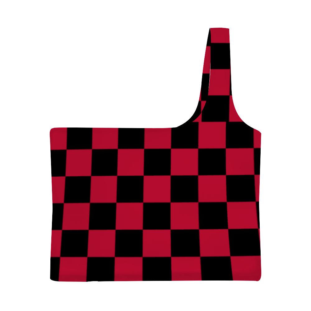 Checkerboard One Shoulder Tank Top Half Shoulder Tank