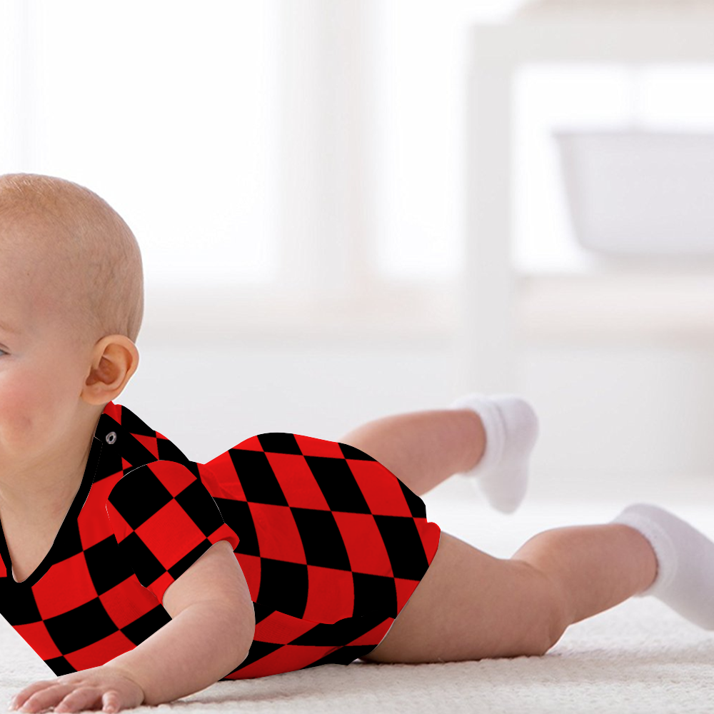 Checkerboard Baby's Short Sleeve Romper Jumpsuit