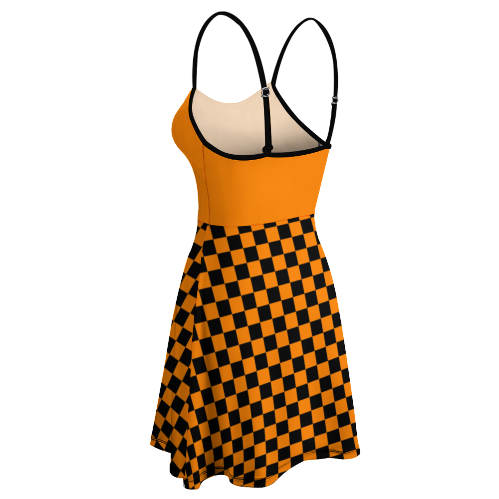 Women's Checkerboard Sling Short Dress